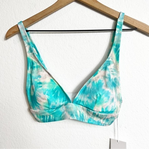 Calmed by Johnny Was Blue Multicolor Adjustable Bikini Top Size XL New - Picture 3 of 7